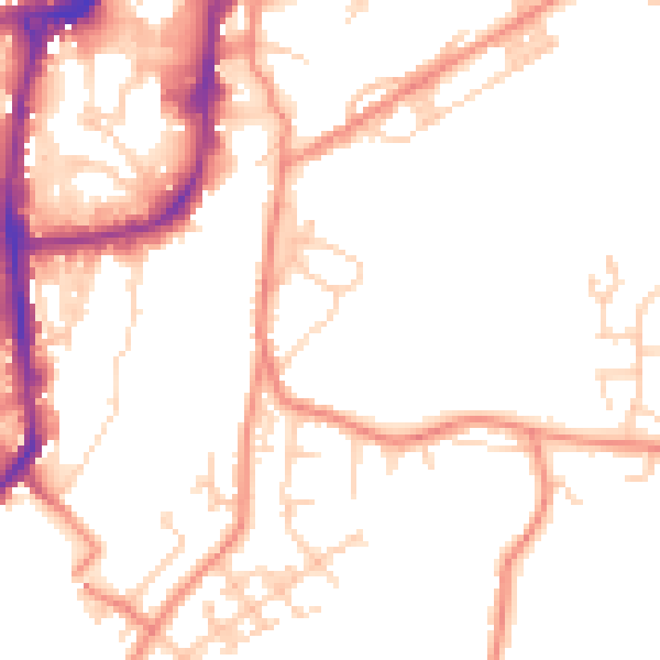 Daytime road noise heatmap for BD21 4RG