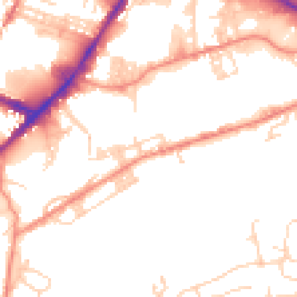 Daytime road noise heatmap for BD21 4YL
