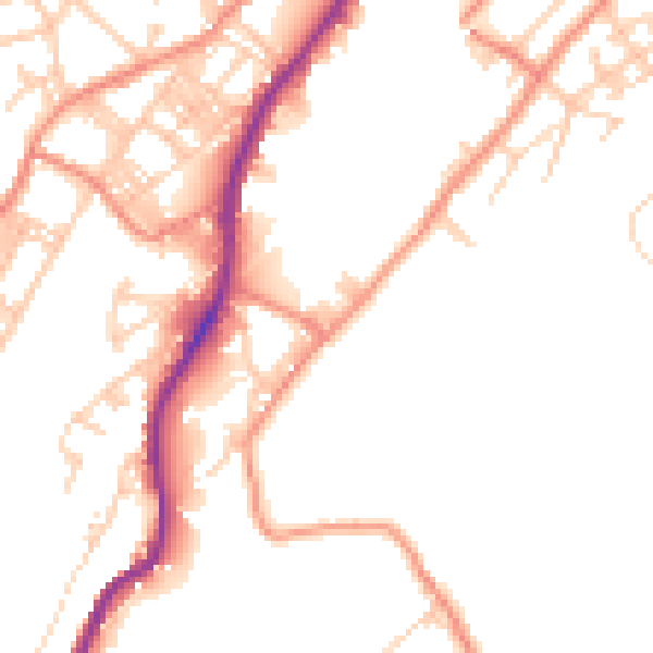 Daytime road noise heatmap for BD21 5BS