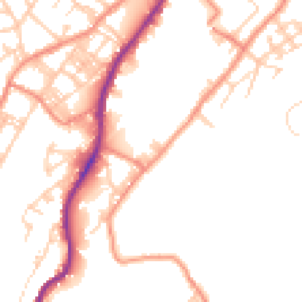 Daytime road noise heatmap for BD21 5DD