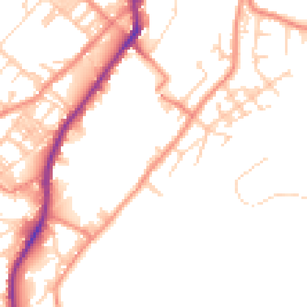 Daytime road noise heatmap for BD21 5DJ