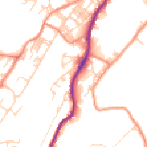 Daytime road noise heatmap for BD21 5EN