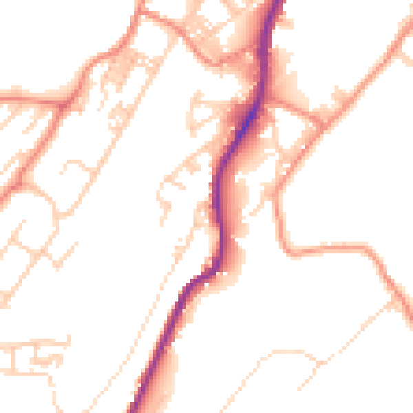 Daytime road noise heatmap for BD21 5EX