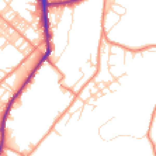 Daytime road noise heatmap for BD21 5ND