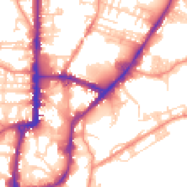 Daytime road noise heatmap for BD21 5PW