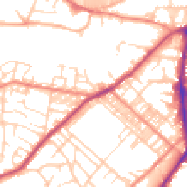 Daytime road noise heatmap for BD22 6EE