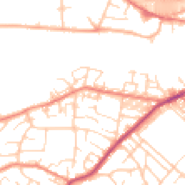 Daytime road noise heatmap for BD22 6EG