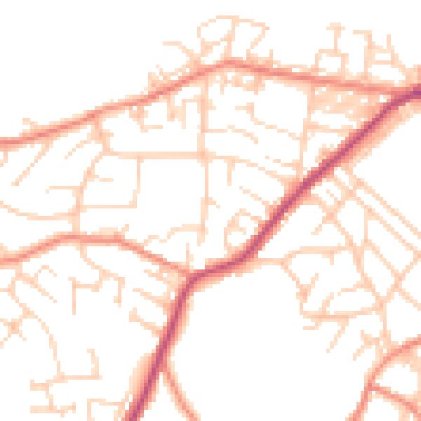 Daytime road noise heatmap for BD22 6NP