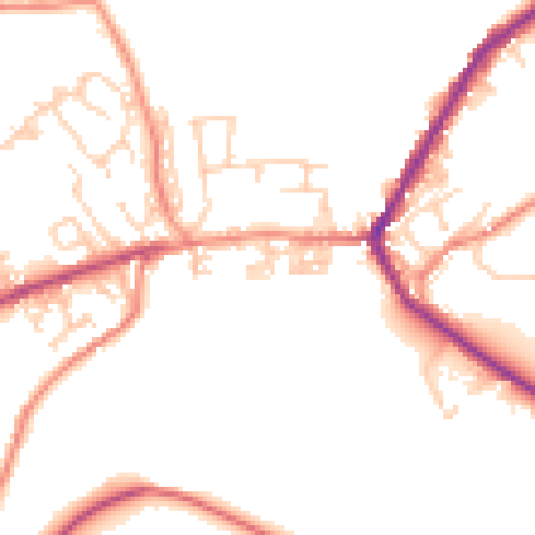 Daytime road noise heatmap for BD22 9EA