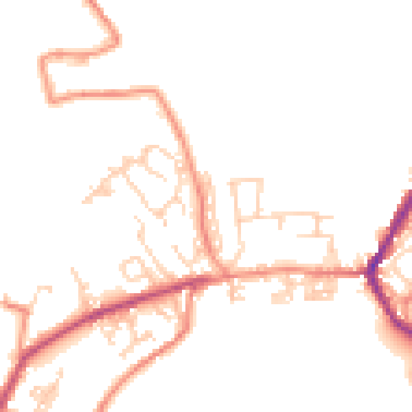 Daytime road noise heatmap for BD22 9EP