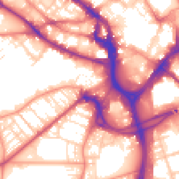 Daytime road noise heatmap for BD7 1AA