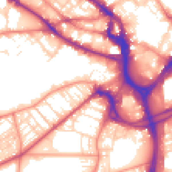 Daytime road noise heatmap for BD7 1AB