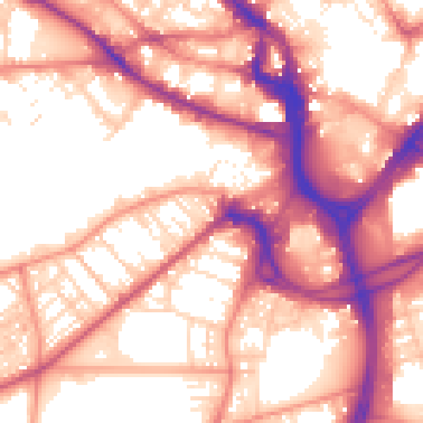 Daytime road noise heatmap for BD7 1AD
