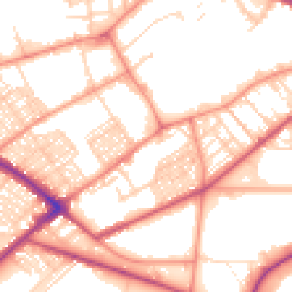 Daytime road noise heatmap for BD7 1AE