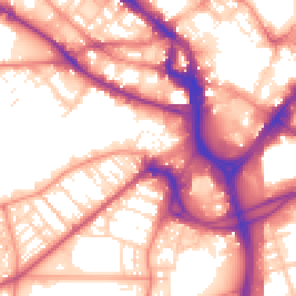 Daytime road noise heatmap for BD7 1AL