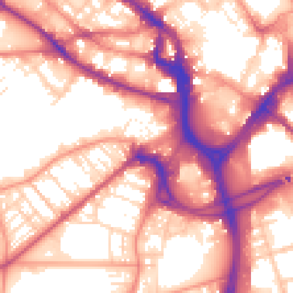 Daytime road noise heatmap for BD7 1AQ