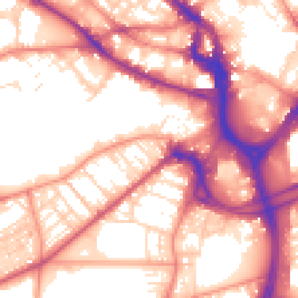 Daytime road noise heatmap for BD7 1AU