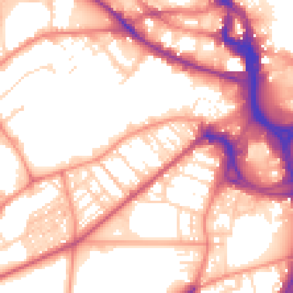 Daytime road noise heatmap for BD7 1AZ
