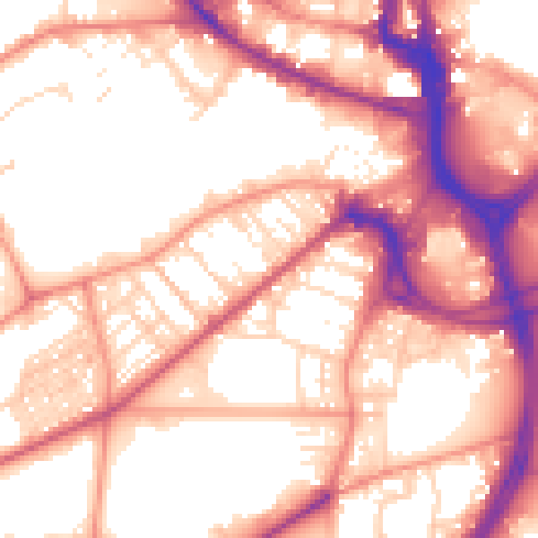 Daytime road noise heatmap for BD7 1BB