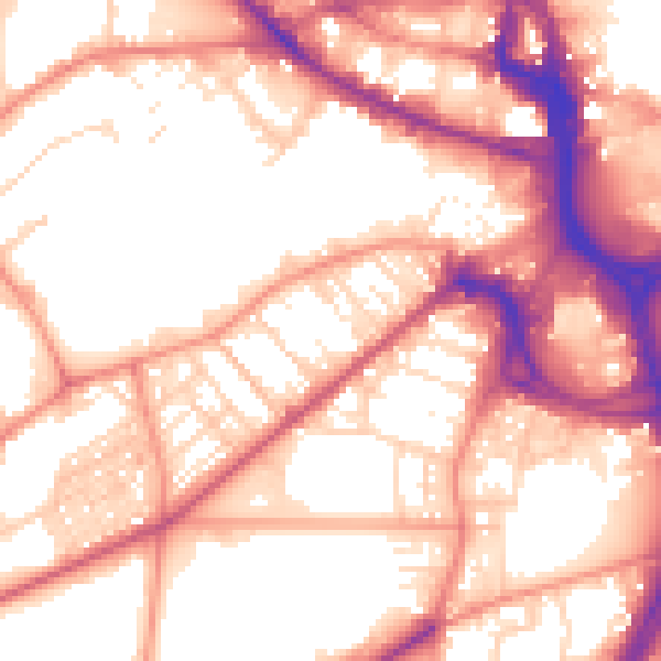 Daytime road noise heatmap for BD7 1BG