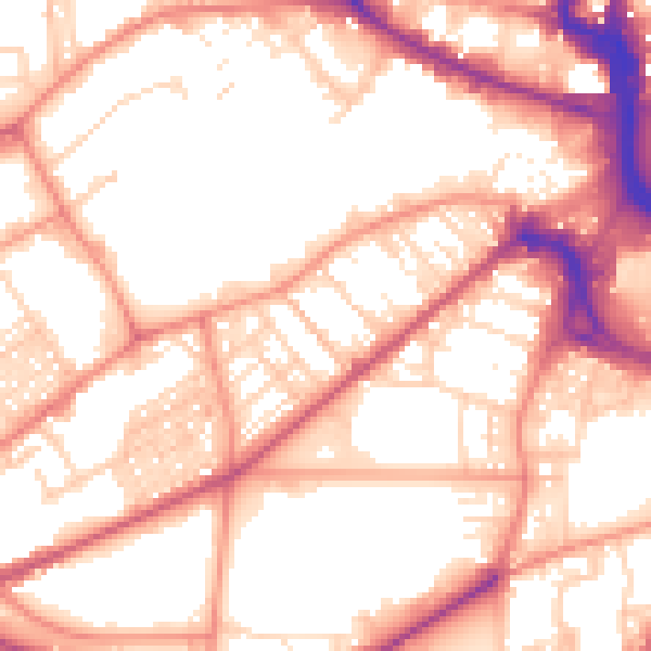 Daytime road noise heatmap for BD7 1BN