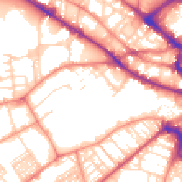Daytime road noise heatmap for BD7 1BP