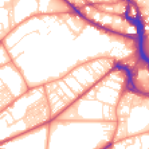 Daytime road noise heatmap for BD7 1BQ