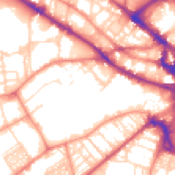 Daytime road noise heatmap for BD7 1BS