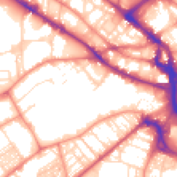 Daytime road noise heatmap for BD7 1DB