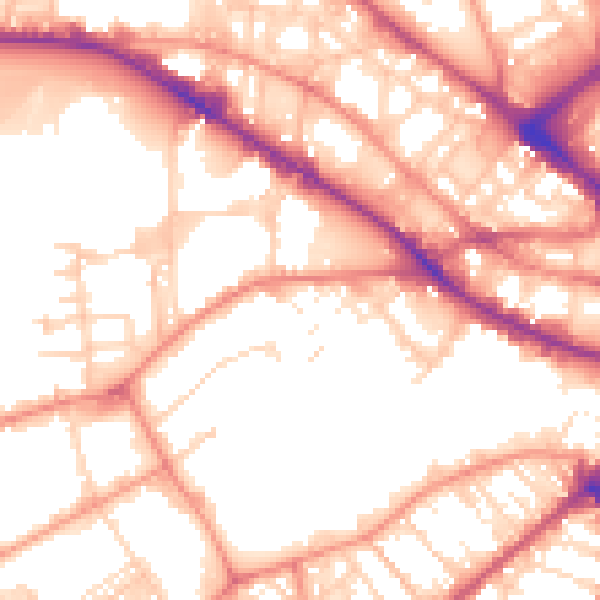 Daytime road noise heatmap for BD7 1DL