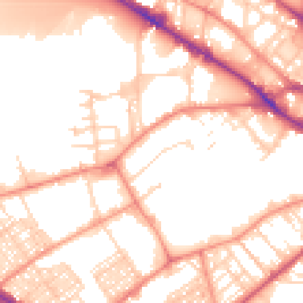 Daytime road noise heatmap for BD7 1HR