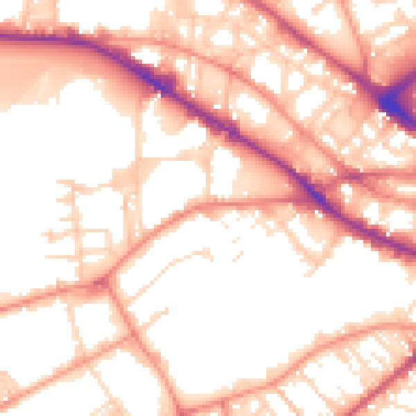 Daytime road noise heatmap for BD7 1HZ