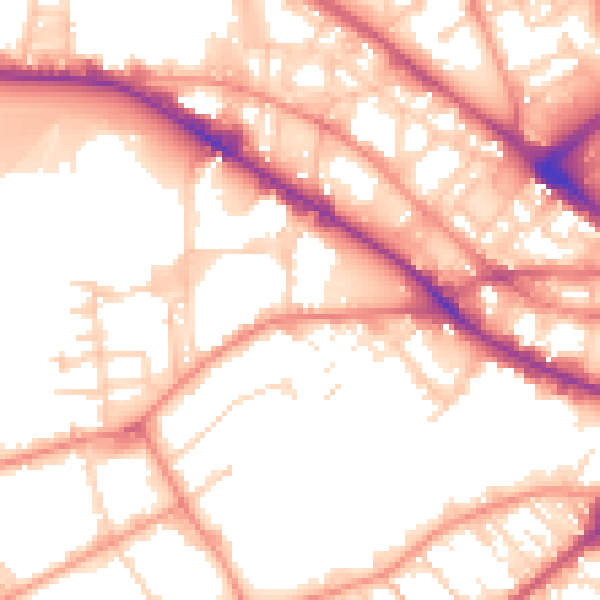 Daytime road noise heatmap for BD7 1JA