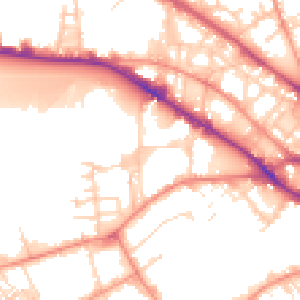 Daytime road noise heatmap for BD7 1JB