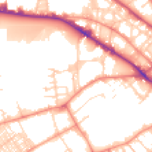 Daytime road noise heatmap for BD7 1JP