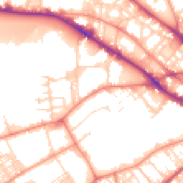 Daytime road noise heatmap for BD7 1JR