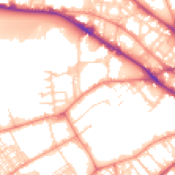 Daytime road noise heatmap for BD7 1JS