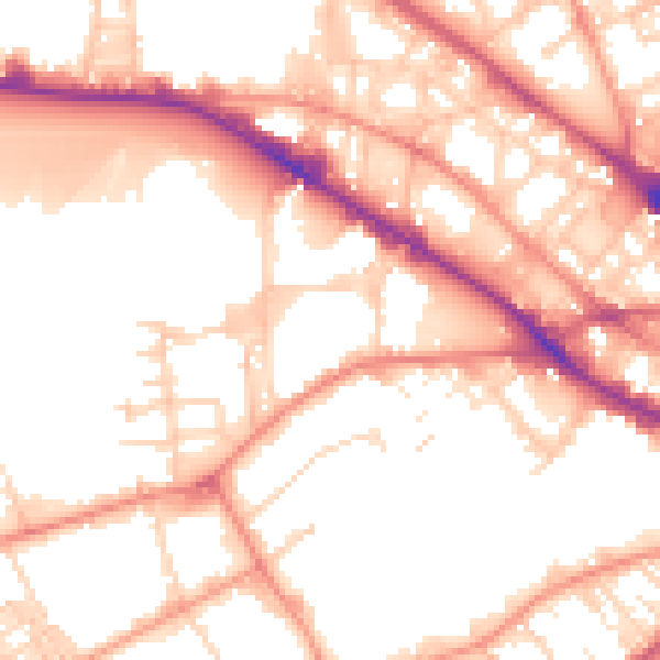 Daytime road noise heatmap for BD7 1JU