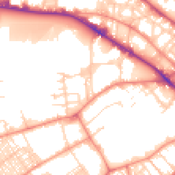 Daytime road noise heatmap for BD7 1JY