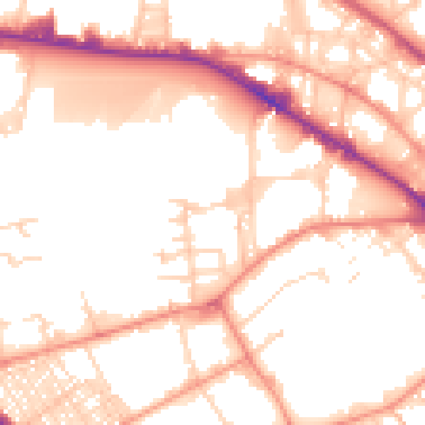 Daytime road noise heatmap for BD7 1JZ