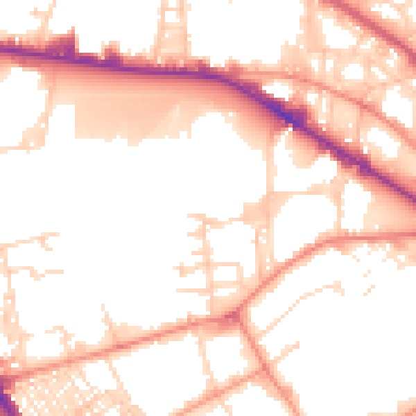 Daytime road noise heatmap for BD7 1LA