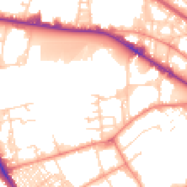 Daytime road noise heatmap for BD7 1LB