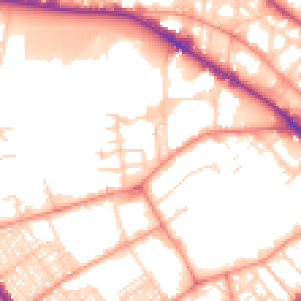 Daytime road noise heatmap for BD7 1LG