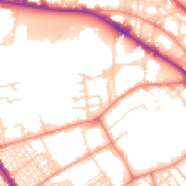 Daytime road noise heatmap for BD7 1LN