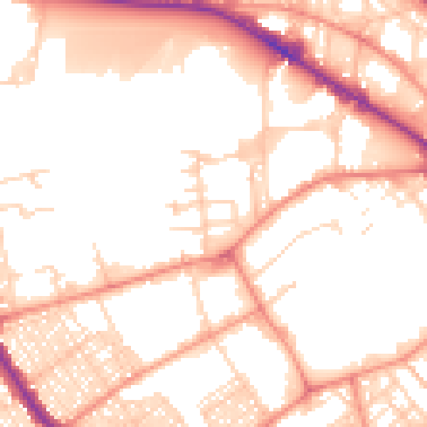 Daytime road noise heatmap for BD7 1LW