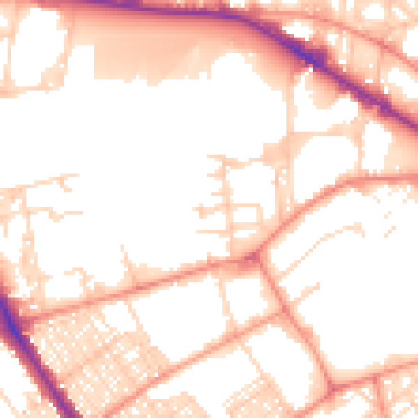 Daytime road noise heatmap for BD7 1LY