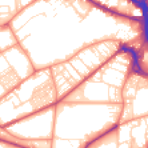 Daytime road noise heatmap for BD7 1RA
