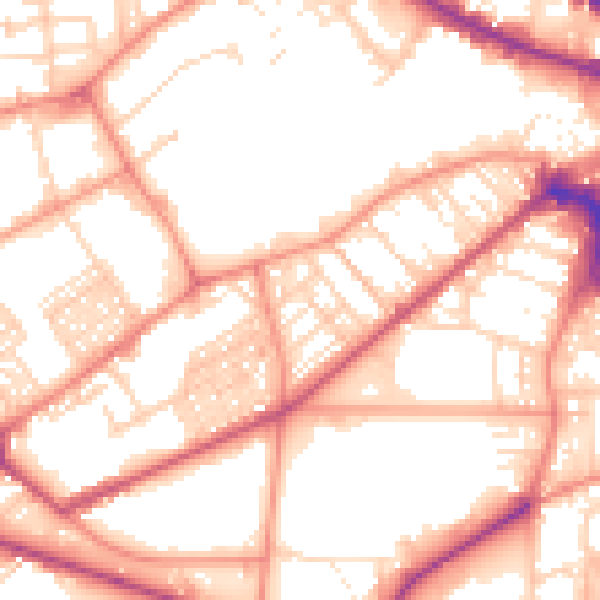 Daytime road noise heatmap for BD7 1RB