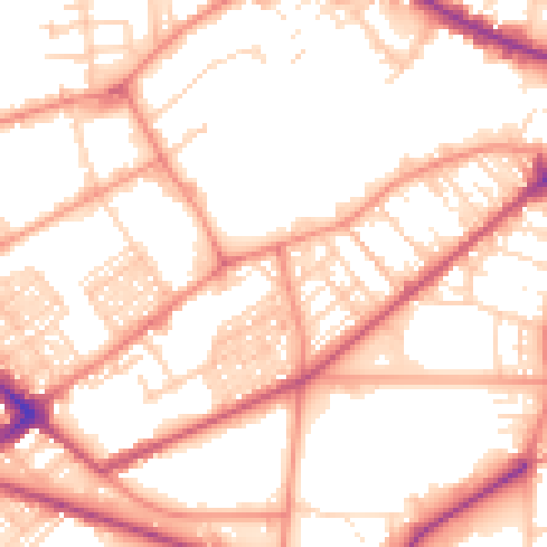 Daytime road noise heatmap for BD7 1RD