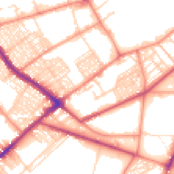 Daytime road noise heatmap for BD7 1RS